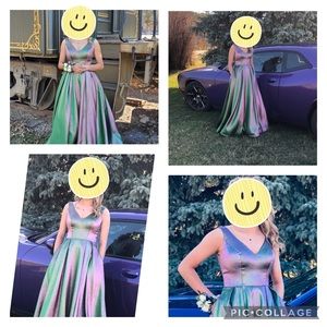 Dave and Johnny iridescent prom dress.